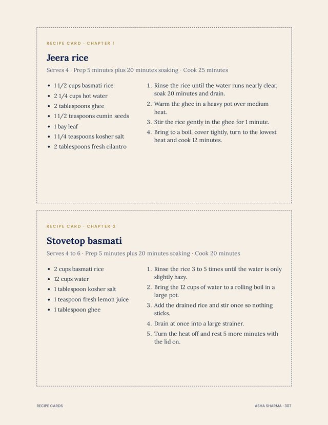 Recipe card page with two printable cards